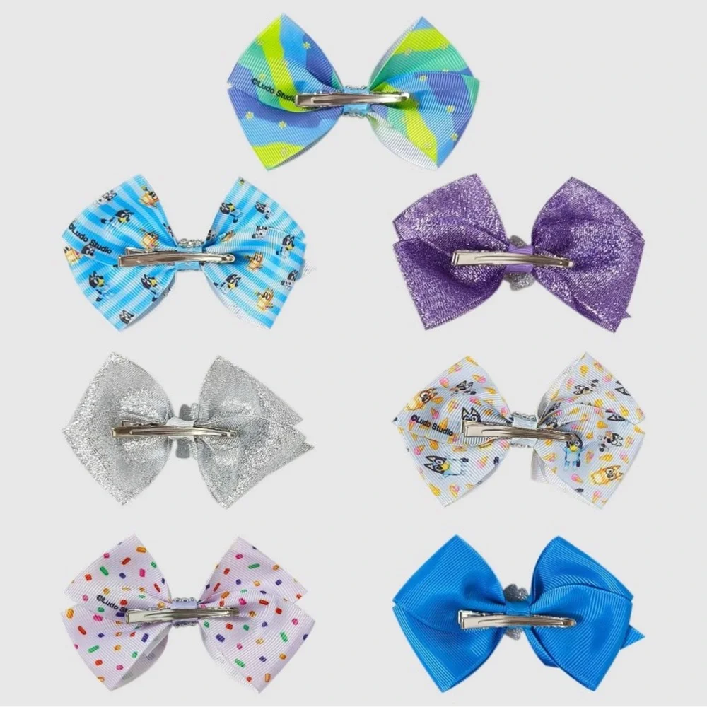 Girls' Bluey 7pk Hair Bow Set and Clips